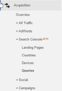 Acquisitions Search Console