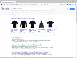 Google Shopping Web Search Results