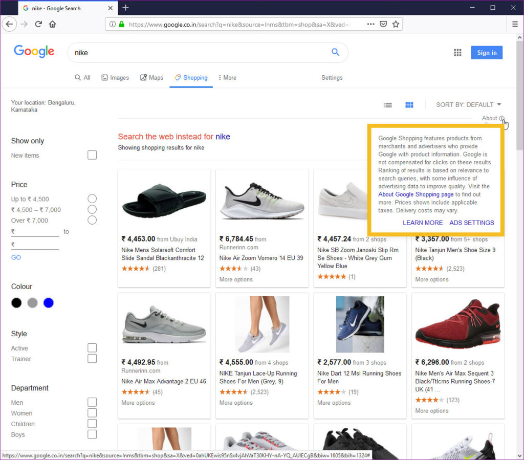 Google Shopping Ads In India Are Organic and not Paid