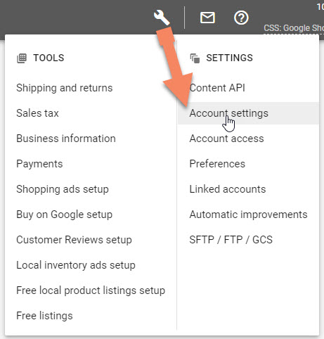 Google Merchant Center Account Settings
