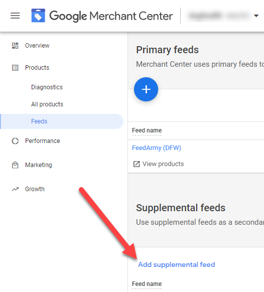 Google Merchant Center Add Supplement Feed