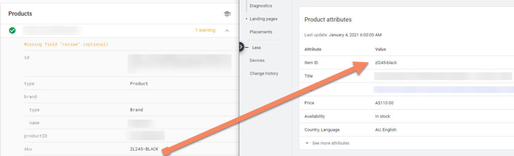 Google Shopping Matching ID and SKU Structured Data