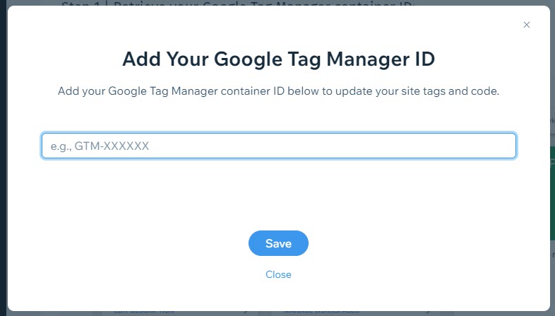 Enter Tag Manager ID In Wix