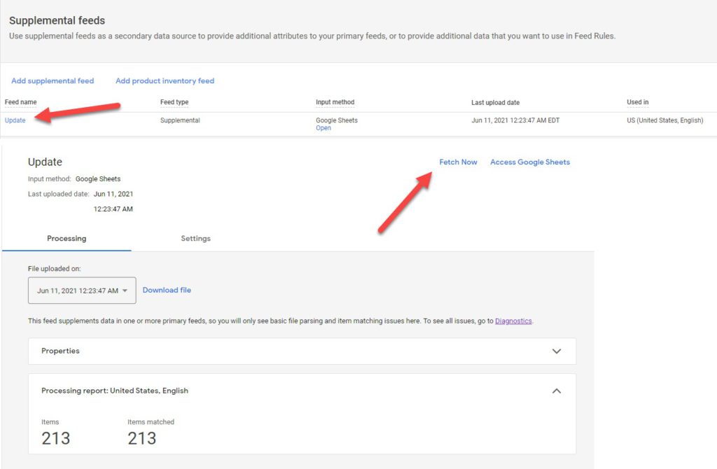 Fetch Supplement Feed In Google Merchant Center