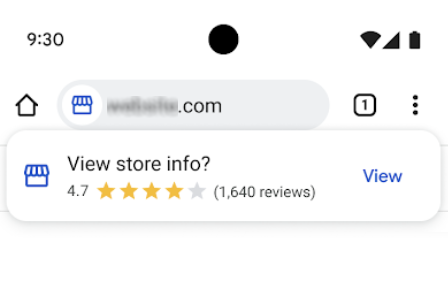 Google Ratings on Chrome