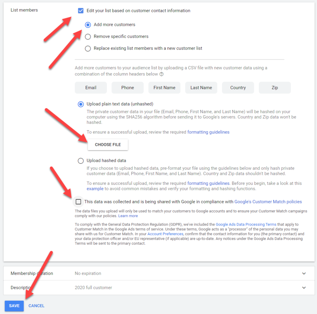 Google Ads Update Customer List