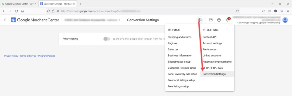 Google Shopping Free Click Conversion Tracking