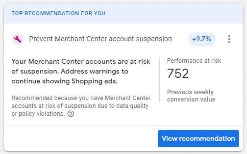 prevent merchant center account suspension