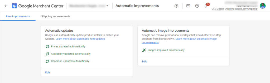 Google Merchant Center Automatic Improvements