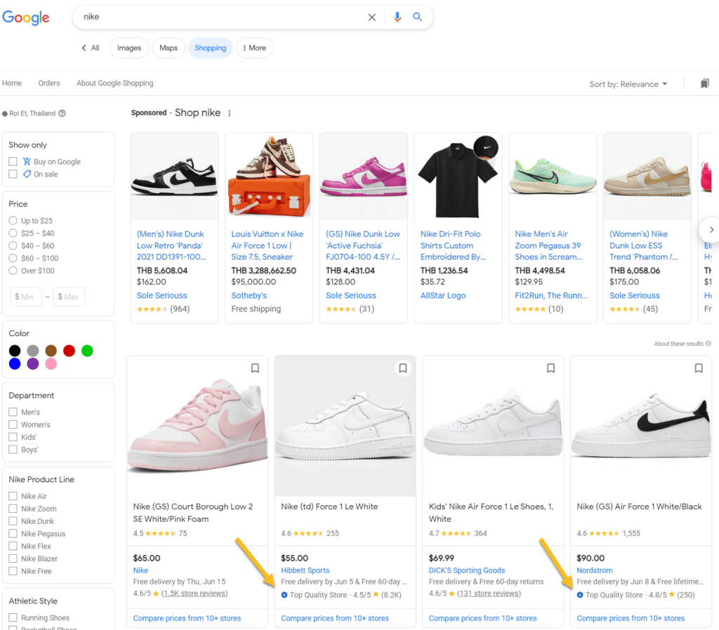 Top Quality Store in Google Shopping