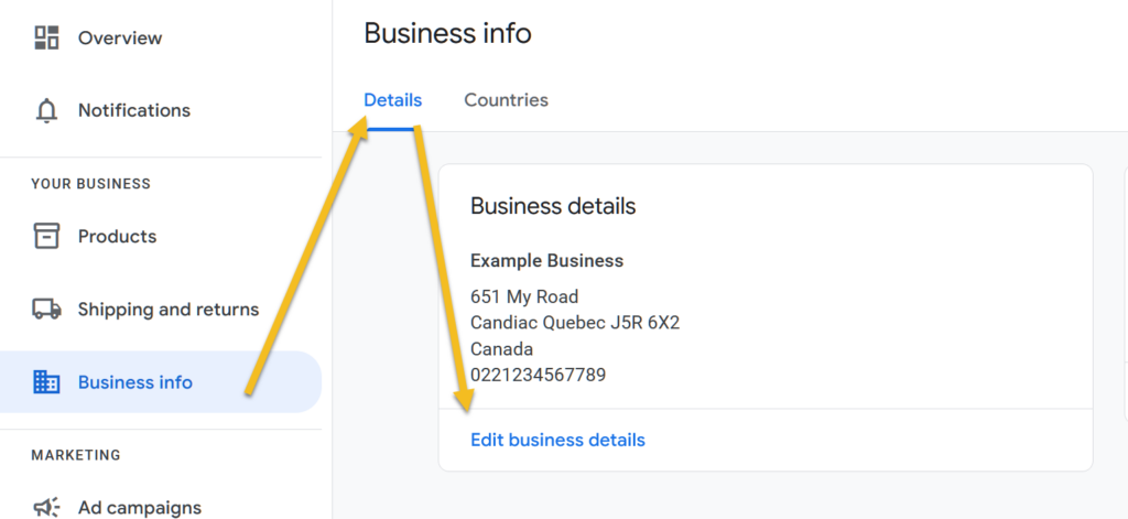 Change Business Name in Google Merchant Center Next