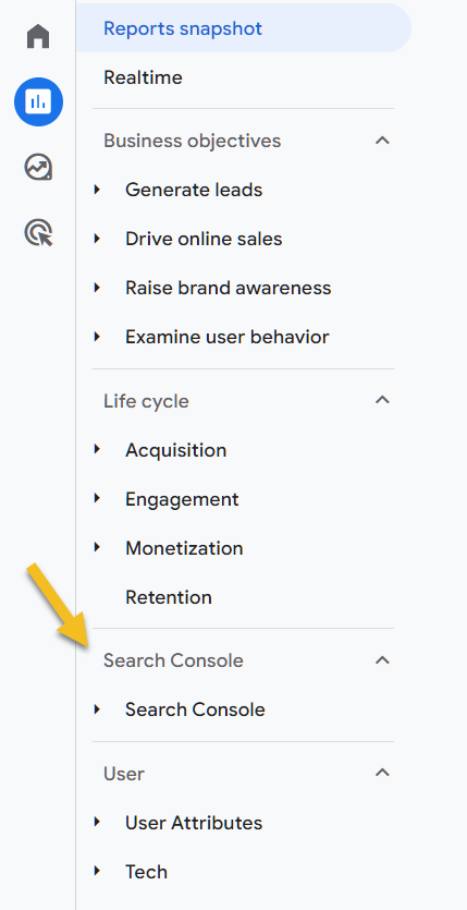 Google Search Console in Google Analytics 4
