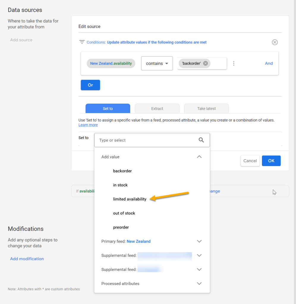 Google Merchant Center Availability - Limited Availability