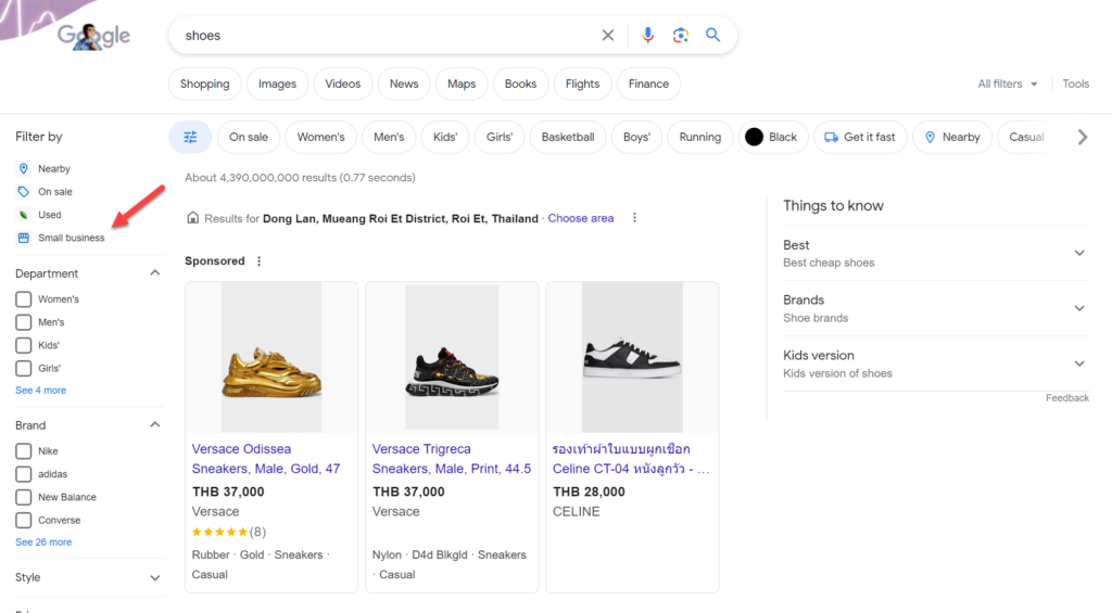 Google Shopping Web Search Filters Small Business