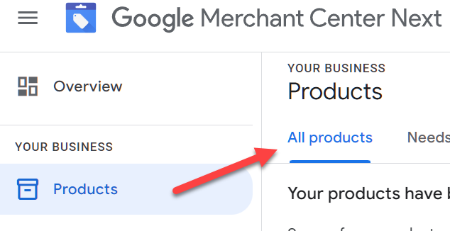Google Merchant Center Next All Products