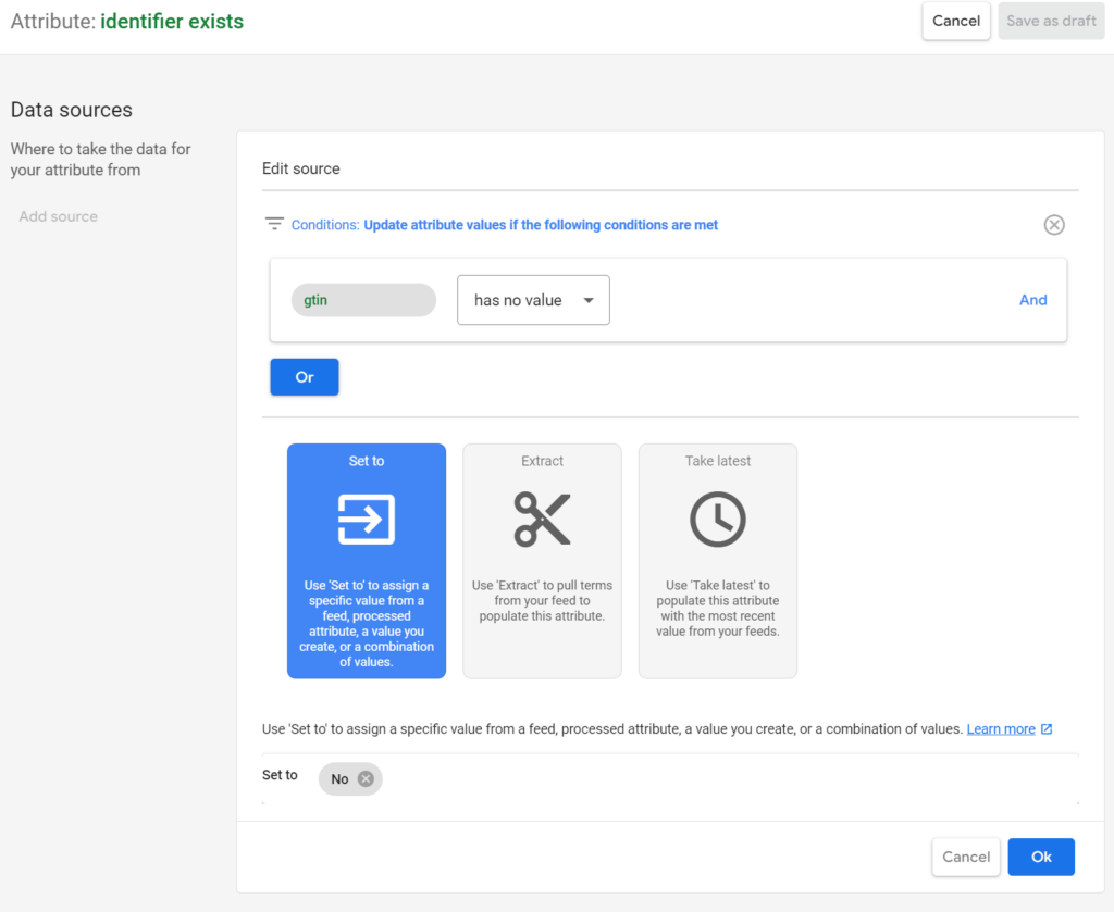Google Merchant Center Add Product Identifier Rules