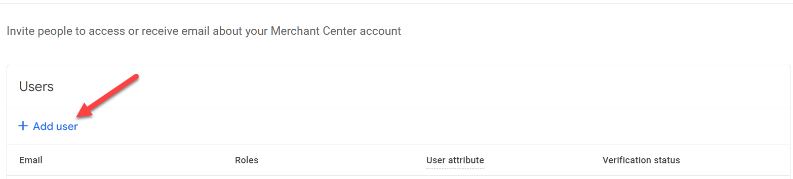 Google Merchant Center Add New User